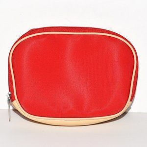 NWOT Lancome Vintage Red and Tan Makeup Bag